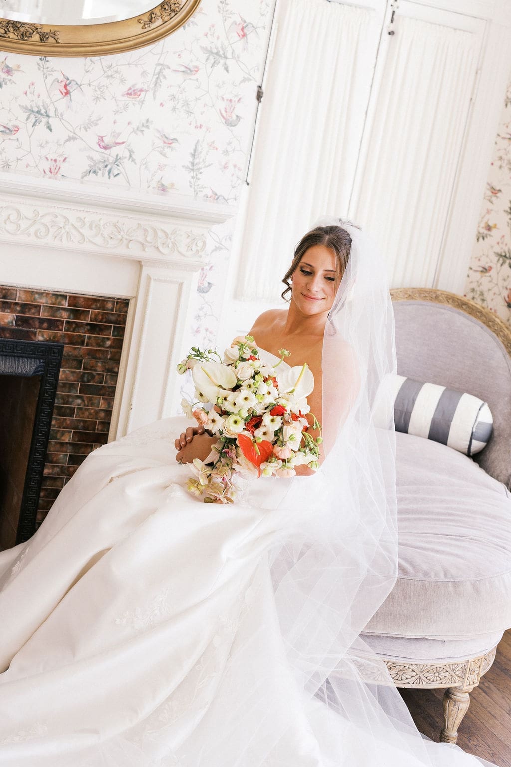 Elegant bridal portraits at Woodbine Mansion in Texas