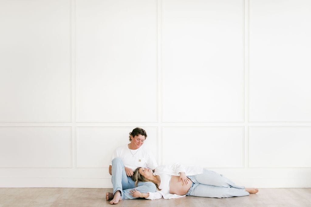 Documentary Style Studio Maternity Photos at The Lumen Room in Austin